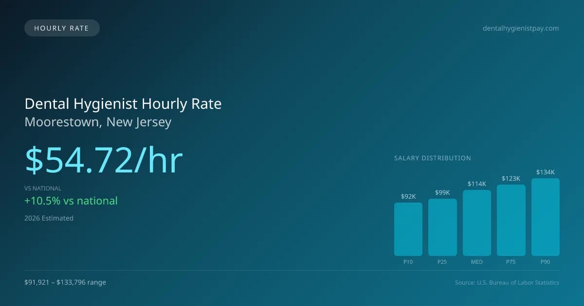 Dental Hygienist Hourly Rate in Moorestown, NJ — 2026 est., based on 2025 BLS
