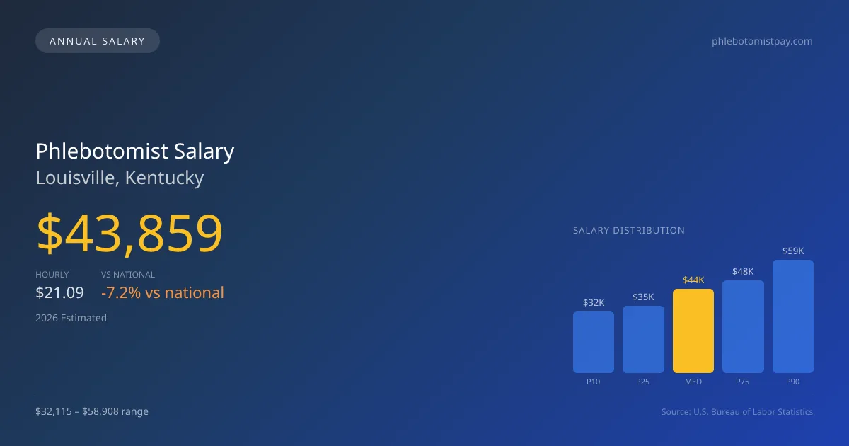 Phlebotomist Salary in Louisville, KY — 2026 est., based on 2025 BLS