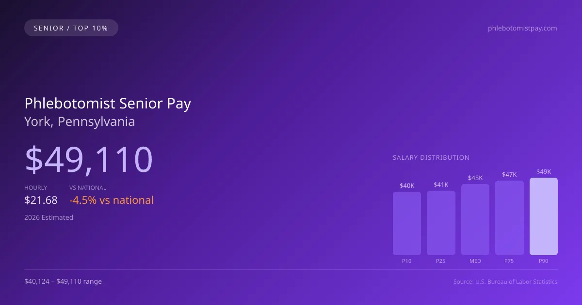 Phlebotomist Senior Salary in York, PA — 2026 est., based on 2025 BLS